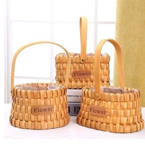 38-section flower basket straw weaving rattan weaving bamboo weaving flower girl dried flower props flower arrangement ornaments fruit confinement egg hand basket