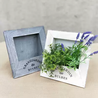 Yilan American country style do old wood photo frame flower pot flower pot table set flower basket flower shop creative wood flower pot