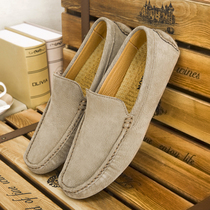 2022 Springtime Bean Shoes Men Genuine Leather Frosted Driving Shoes Han Prints 100 Hitch Shoes Bull Gluten Bottom Comfort Leather Shoes Man