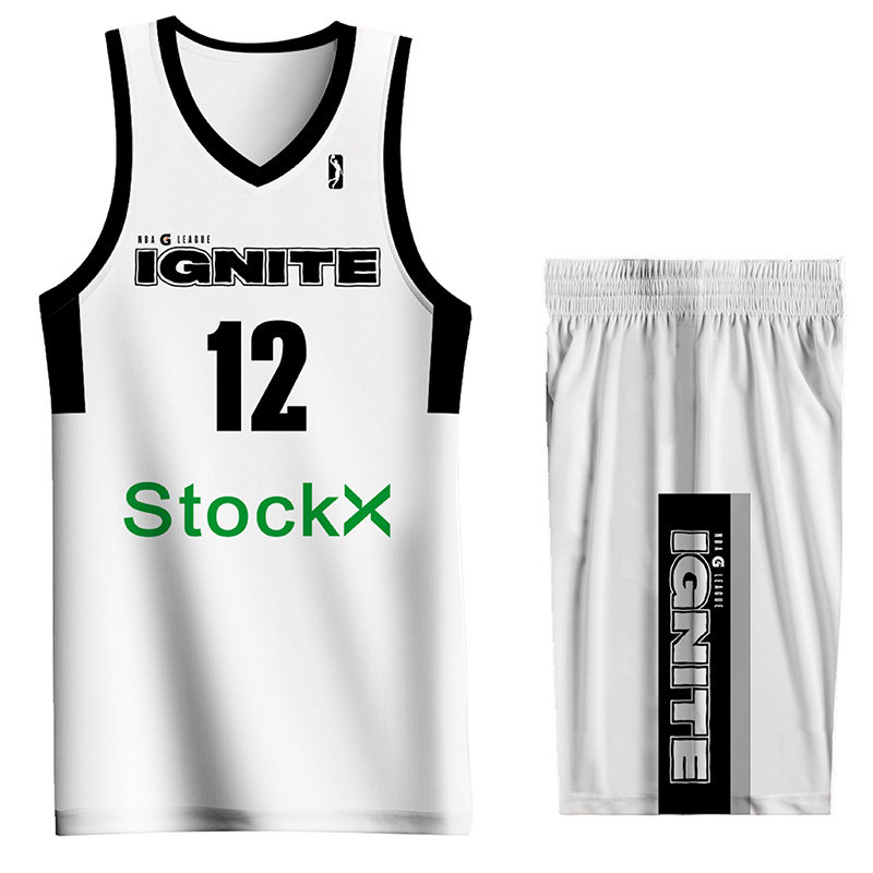 Zeng Fanbo G League ignited team black and white full-body printed jersey suit large size group purchase custom game basketball uniform