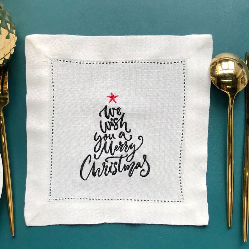 (Walnut Clamp Christmas Tree) Embroided napkin meal mat Christmas West Festival desktop layout gift