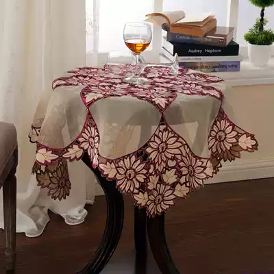 Foreign trade export sunflower embroidery Square small tablecloth 85CM dust cover towel clearance