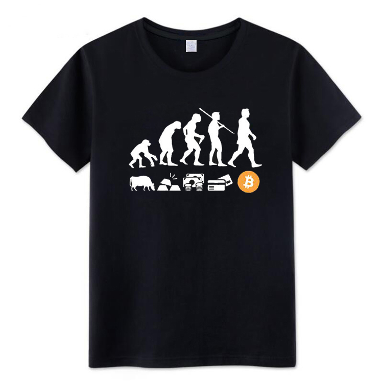 Musk-Style Short-Sleeve T-Shirt Btc Currency Evolution Bitcoin Bitcoin Blockchain Clothing Crypto Circle Pure Cotton