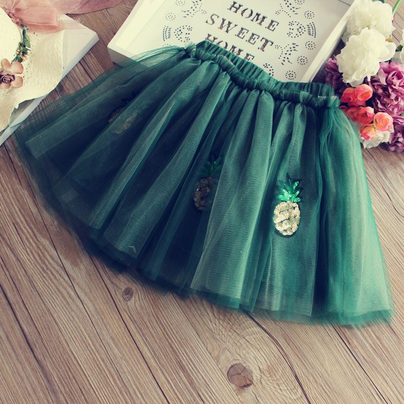 2018 mùa hè cô gái mới dứa nhỏ bay tay áo T-shirt + nửa chiều dài váy hai mảnh trẻ em pettiskirt phù hợp với