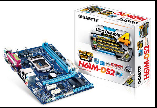 Punching new gigabyte H61M-DS2 REV:3 0 4 0 H61 motherboard 1155 set with print port