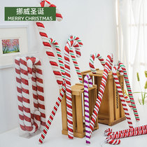 Christmas decorations cane pendant red white and green painted glitter Christmas tree hanging ornaments dance shooting props atmosphere ornaments