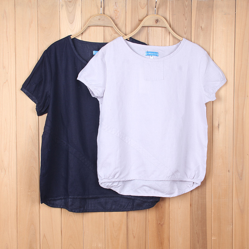 Mùa xuân và mùa thu mới của phụ nữ lỏng lẻo cotton và áo sơ mi dài tay giản dị áo gió văn học ao so mi nu