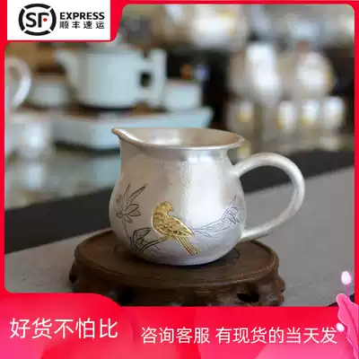 Magpie gilt gold gilt cup 999 sterling silver kung fu tea set Tea Cup handmade tea divider household tea ceremony silver pot