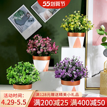Nordic Emulation Plant Decoration Green Planting Indoor Potted Room Potted room Swaying Pieces Fake Flowers Ruyi Mesh Red Little Bonsai Furnishing