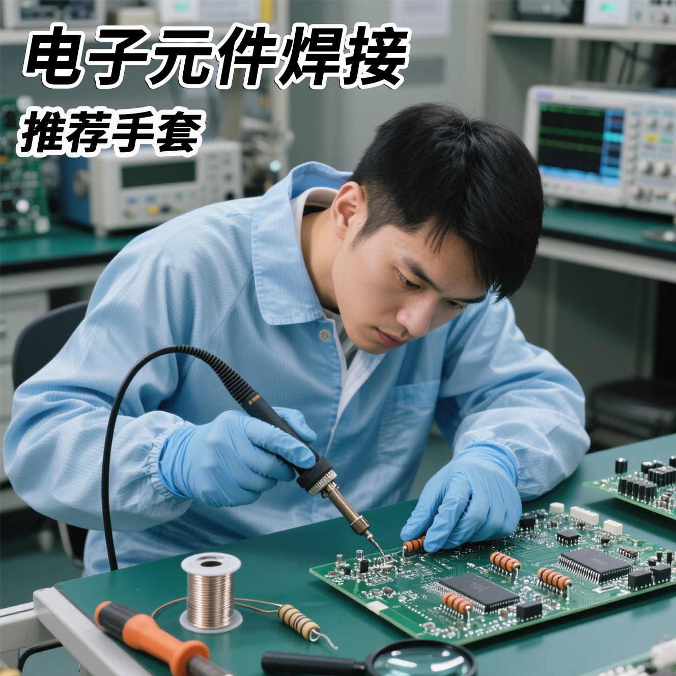 电子元件焊接一次性丁晴手套女干活薄款防水滑胶橡胶厨房防护手套