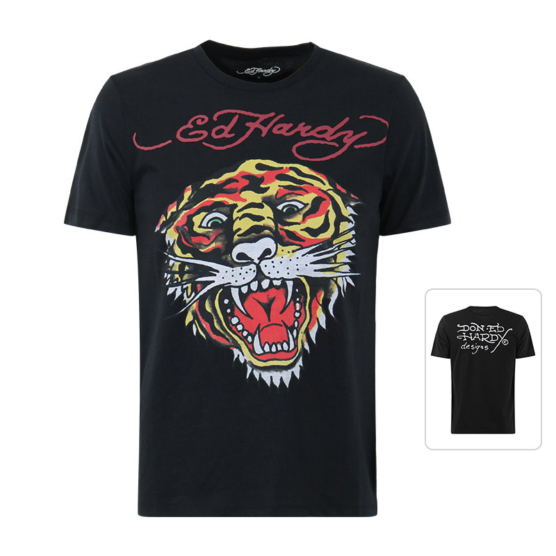 Ed Hardy/Ed Hardy【Clearance of Discontinued Sizes】Men's Summer Casual Tiger Head Short-Sleeve T-Shirt Half-Sleeve Base Layer