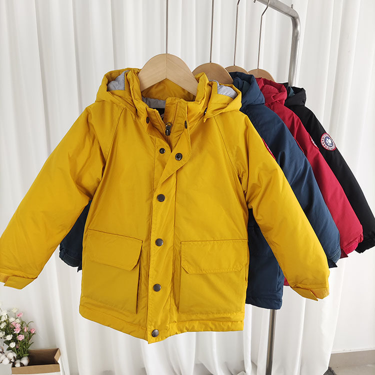2022 autumn and winter big goose with the same style children's down jacket boys and girls thickened white duck down tooling infant jacket children's clothing