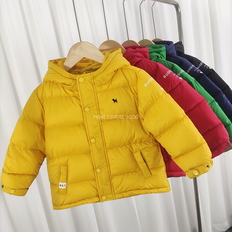 Children's down jacket short hooded new solid color Korean version of bread Korean version of boys and girls children's down jacket