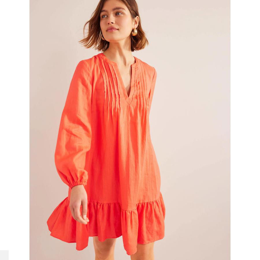 Boden Candy Color V Collar Short Dress Dress Straight Mail UK 2023 New Women's Dress-Taobao