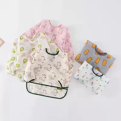 2021 thin new Korean children's long sleeve gown EVA food clothes waterproof anti-fouling anti-dressing baby gown