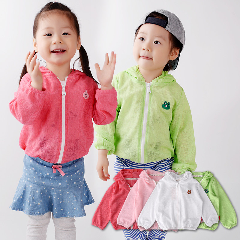 Children's sun protection clothing male and female baby skin clothing candy color jacket air-conditioning shirt summer thin section breathable long-sleeved top