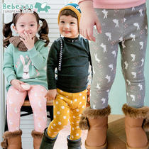 bebezoo Korean version winter dress boy pants male and female child pure cotton long pants multicolored baby plus suede thickened base pants