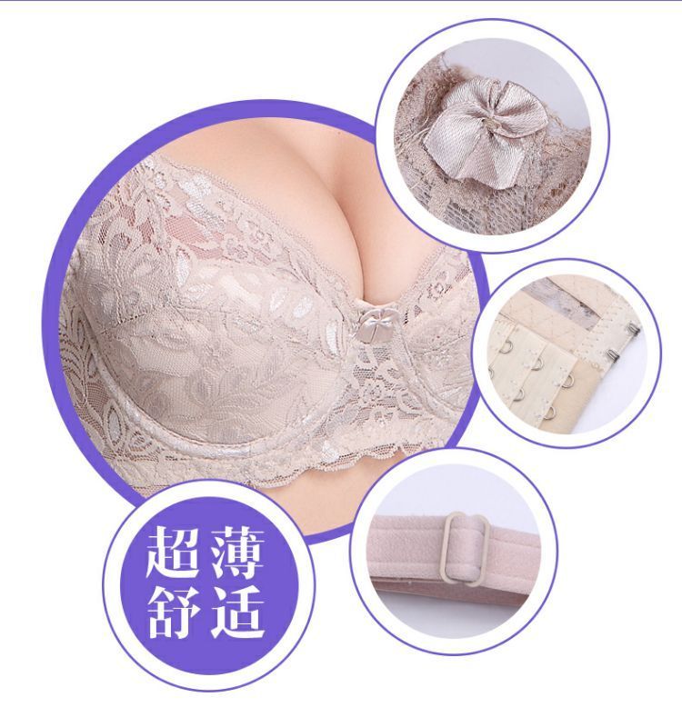 Mùa hè ren thoáng khí áo ngực siêu mỏng không có áo ngực xốp phụ nữ thu thập kích thước lớn đồ lót ngực lớn áo ngực nhỏ ao lot