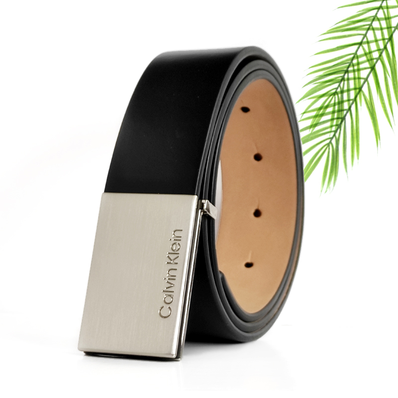 Authentic American Calvin Klein Belt, Black Genuine Leather, Simple Formal and Casual Ck Belt