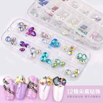 Armor box decorations tip water drilling satellite diamond color Olympic drilling water drop drilling silver bottom mixed diamond ornaments