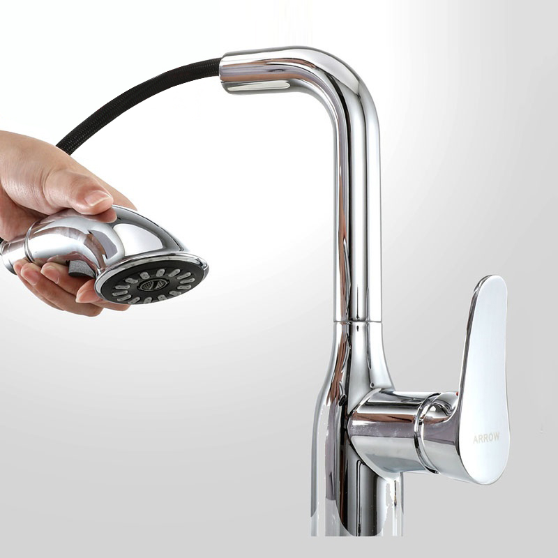Arrow Sign Bathroom Tap Makeup room onstage basin hot and cold washbasin full copper pull-out tap