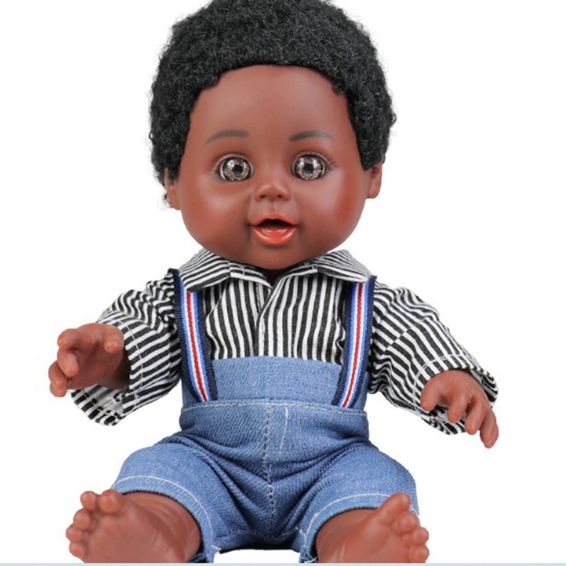 New 25cm black Africans, Bao Neil vinyl simulation doll children's toys doll gift bottle