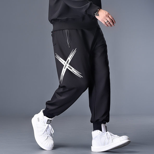 Plus fat and enlarged sports pants men's clothing large size loose trousers trendy fat guy spring and autumn health pants fat man with bunched feet casual pants