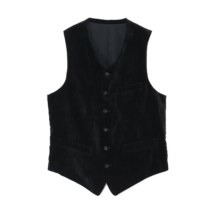 Japanese Dark Style Unisex Velvet Multi-Pocket Design Vest Waistcoat