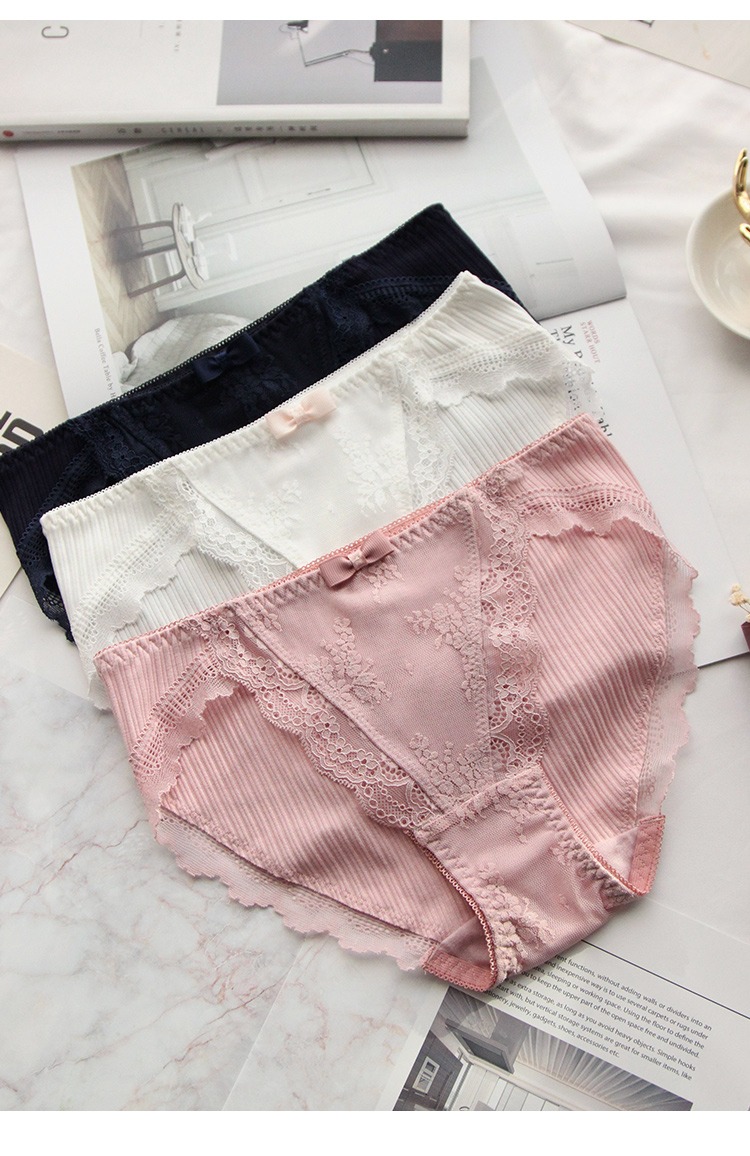 Hàn Quốc thấp eo chủ đề bông khâu ren không có dấu vết phụ nữ đồ lót cotton tập tin kích thước lớn tóm tắt màu rắn phụ nữ quần lót nam sexy