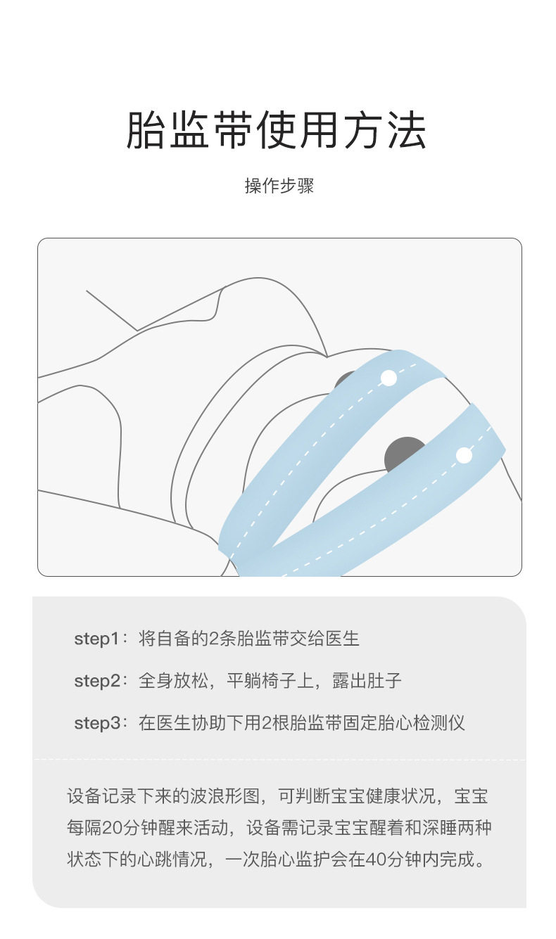 Бандаж 宝思源胎心监护带孕妇专用加长200斤全阶段两条装特长300斤无压力 Baosiyuan