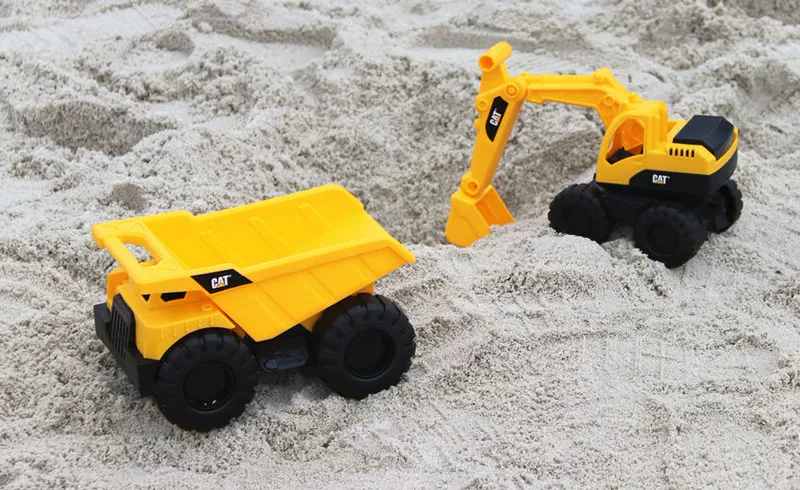CAT Bộ xe kỹ thuật lớn Bộ máy xúc Trẻ em Đồ chơi bãi biển Máy xúc Dump Xe tải Máy ủi - Đồ chơi điều khiển từ xa