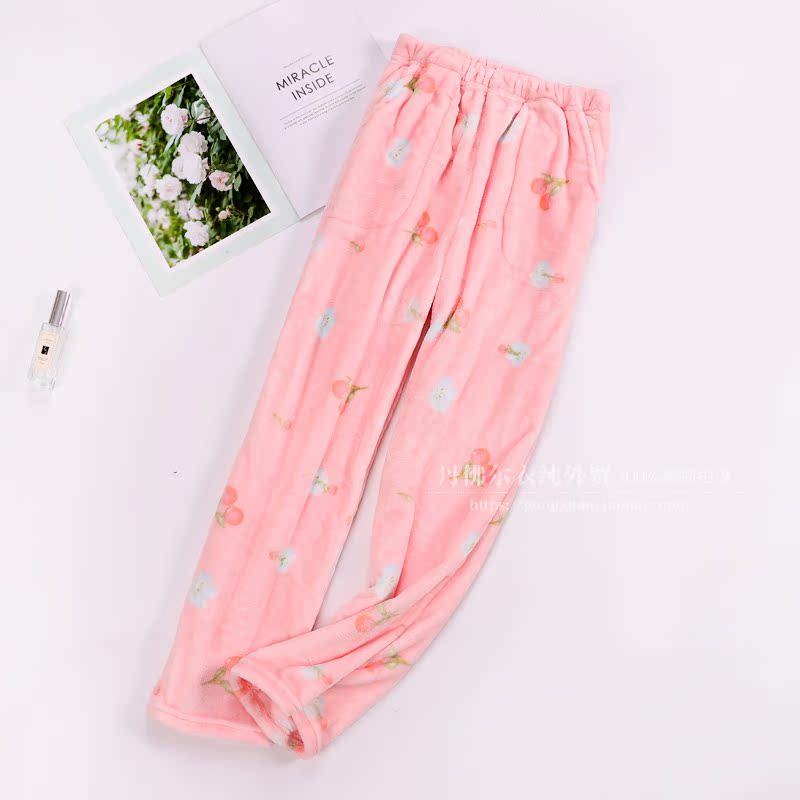 Mùa thu và mùa đông mẫu flannel lady ngủ quần rộng kích thước dày dày ấm áp lông cừu san hô quần thường nhà mùa đông quần bò nữ