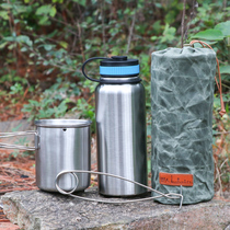 Savage bushcraft outdoor camping 3-piece set stainless steel pot pot pot folding portable kettle water cup set