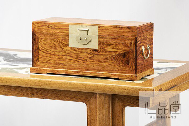 Authentic Hainan huanghuali whole single-board ghost-eye material Jiamutang style two-drawer stationery box Ming-style furniture