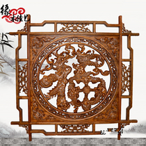  Dongyang wood carving pendant square camphor wood carving blessing peony wall hanging background wall decoration 1 meter 3