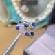 Natural sapphire inlaid 3x4925 ring