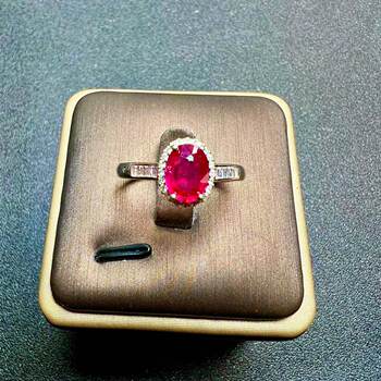 Natural ruby ring newly burned 6×8 925 silver finely inlaid natural colored gemstone jewelry