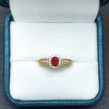 Natural pigeon blood red ruby ring 4×5 925 silver finely inlaid natural colored gemstone jewelry