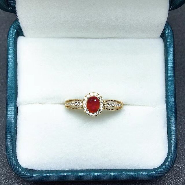 Natural pigeon blood red ruby ring 4×5 925 silver finely inlaid natural colored gemstone jewelry