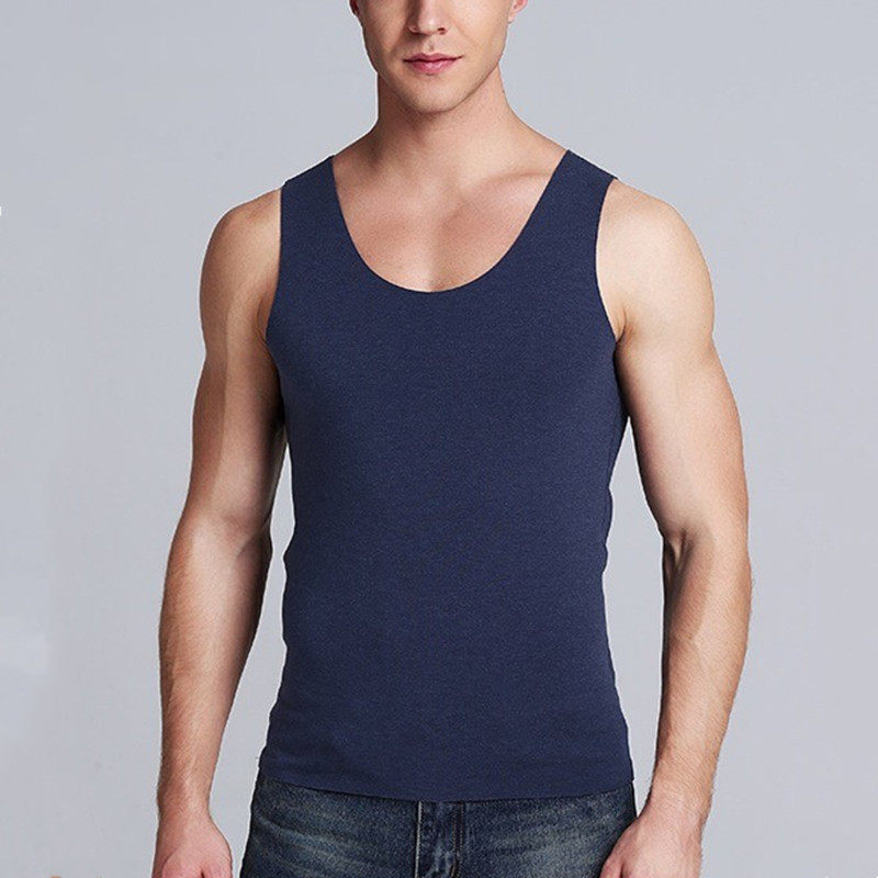 Seamless thermal vest men's plus velvet brushed youth self-cultivation vest bottoming shirt men's round neck bottoming shirt autumn and winter