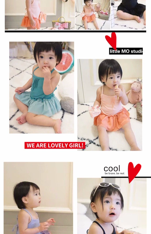 Baby girl ins áo tắm simi tình yêu sâu công chúa ren áo tắm trẻ em lớn ba lê dính liền áo tắm cha mẹ-con