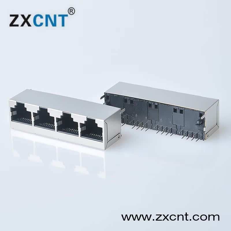 New RJ45 shielded 180-degree 1X4 without transformer socket ac 8P8C No lamp Internet connector Notre connector