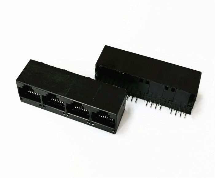 RJ45 connector 1X4 four-port 180 degree vertical lampless plastic network port socket network network port