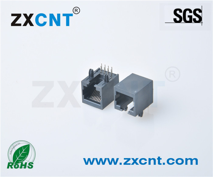 RJ45 socket 8P8C full plastic single port black internet connector with notch connector height 11 5M