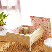 Bay window table Simple bamboo balcony small tea table Floor table Low table Square Kang table Japanese Tatami storage tea table