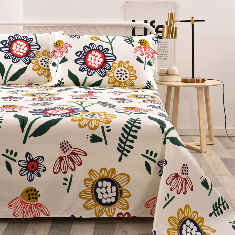Thick canvas pastoral sunflower old coarse cloth sheets cotton cotton canvas duvet cover bedding sheets