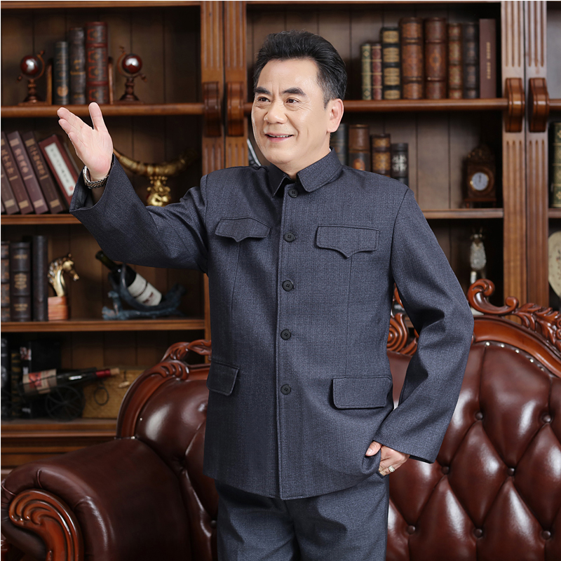 Zhongshan clothing suit men's elderly clothes old Zhongshan clothes old man's jacket grandpa's father loaded with spring and autumn clothes