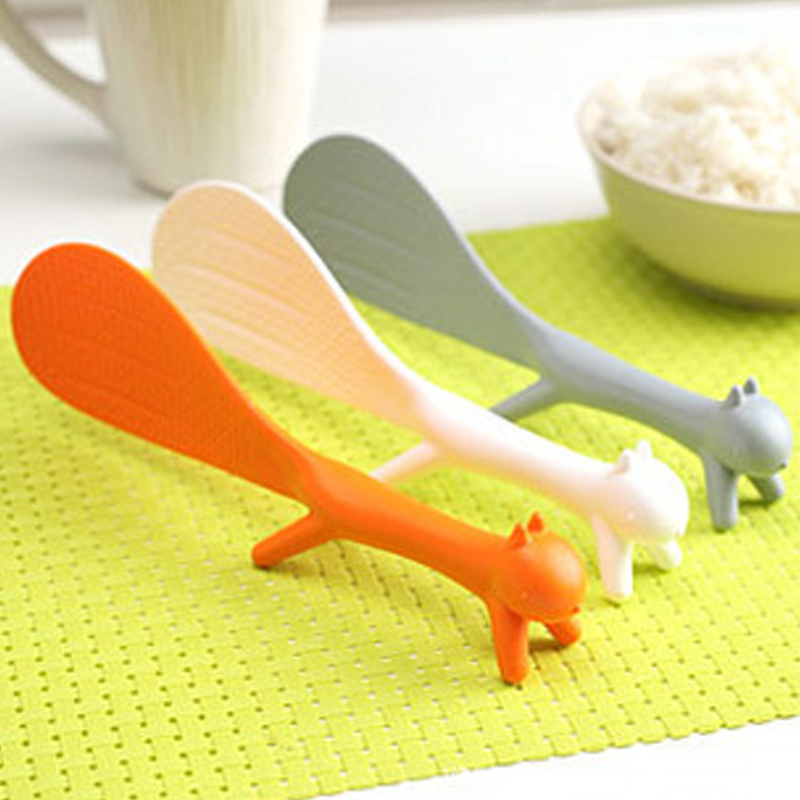 Creative squirrel rice spoon cute cartoon rice spoon simple can stand non-stick table rice spoon household tableware