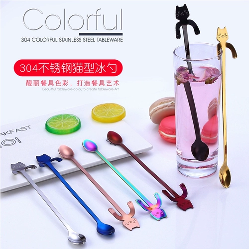 Креативная мультяшная ложка из нержавеющей стали, палочка для смешивания, ручка