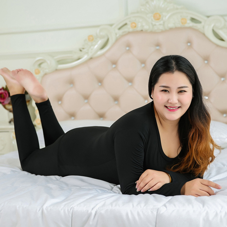 Mùa thu và mùa đông phụ nữ mới béo mm kích thước lớn cộng với chất béo vòng cổ sanding sang trọng đồ lót nhiệt mùa thu quần dài tập 230 kg thời trang mặc nhà